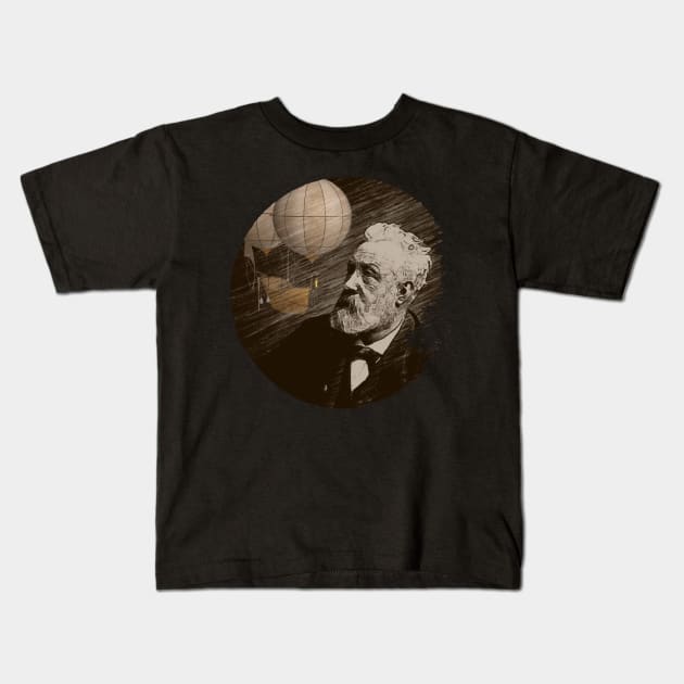 Sci-Fi Visionary - Jules Verne Aeronautical Vehicle 1 Kids T-Shirt by EDDArt